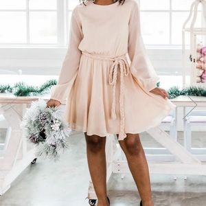 Pink Lily Dancing Queen NWOT Taupe Dress, Size M